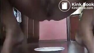 Woman shitting long turd on a plate, ScatKings.com Scat Porn 6 ScatKings.com Scat Porn